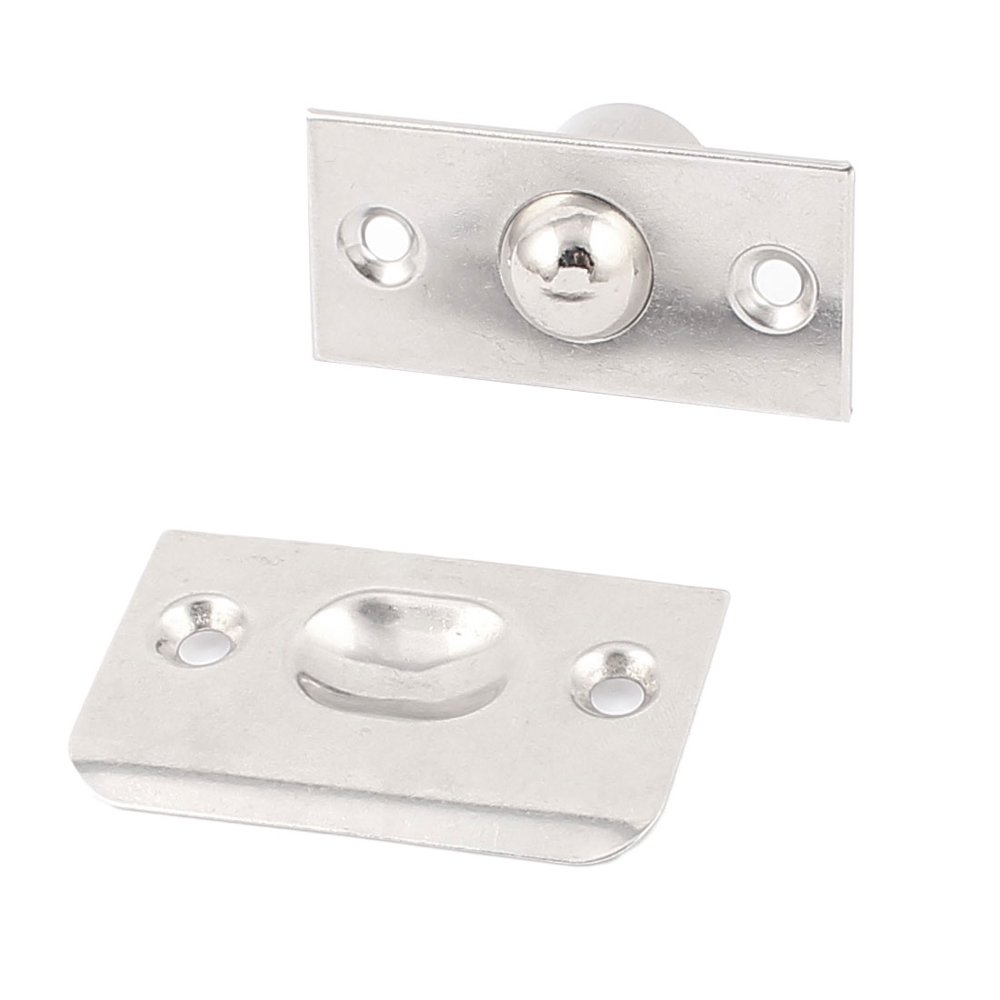 House Hardware Closet Door Ball Catch Latch Set Silver Tone 15mmx26mm