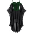thumbnail image 2 of aohooy Little Girl Halloween Dress Corset Gothic Dress Renaissance Medieval Off Shoulder Lace Bell Sleeve High Low Midi Dresses Green,7 Years, 2 of 9
