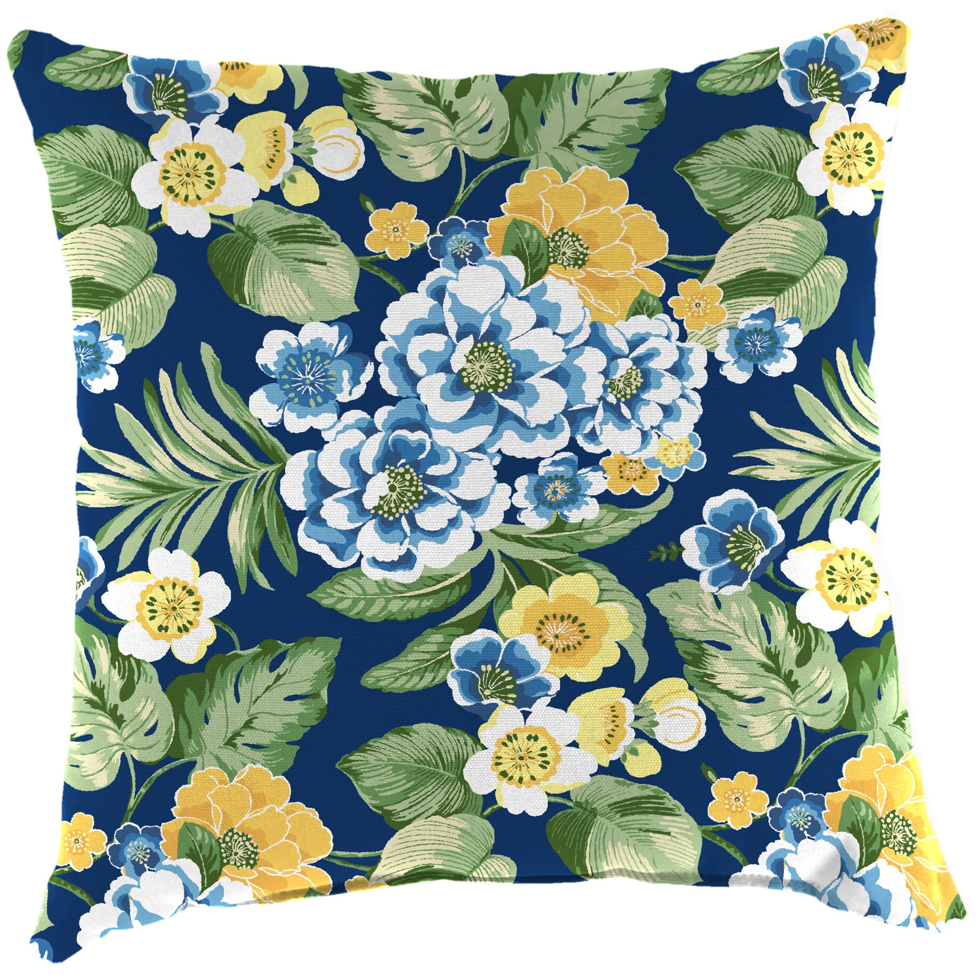 Jordan Manufacturing 18" x 18" Binessa Lapis Blue Floral Square Outdoor Throw Pillow (2 Pack)