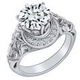 thumbnail image 2 of AFFY 2.17 Carat Round Shape Moissanite & Natural Diamond Floral Engagement Ring 14K Solid White Gold Ring Size-6, 2 of 2