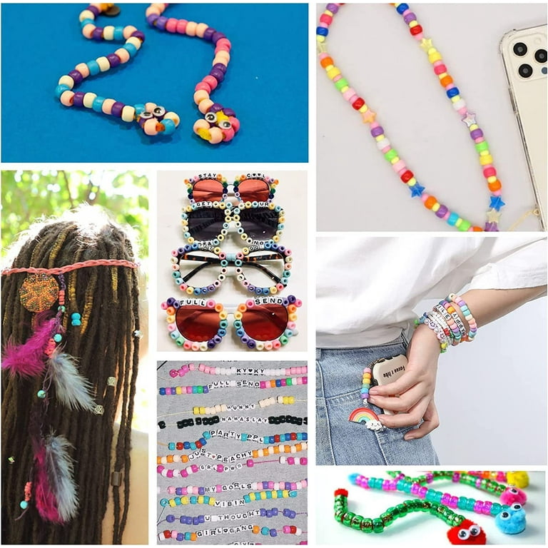 Bead Bracelet Making Kit, Bead Friendship Bracelets Kit with Pony Beads  Letter Beads Charm Beads and Elastic String