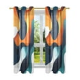 thumbnail image 7 of Yayeee Window Curtains Light Filtering 63"x52" Grommet Panel Pair Home Living Room Decor, Green Abstract Wavy, 7 of 7
