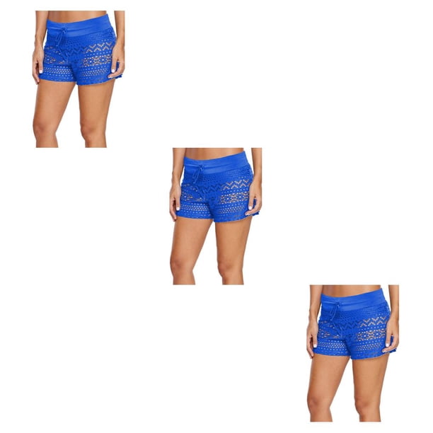 Pantalones cortos de encaje Greeniant mujer bañadores resistentes al desgaste huecos Negro Azul oscuro rojo rosa verde claro