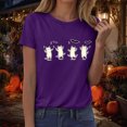 thumbnail image 5 of TOWED22 Halloween Ghost Shirt for Women Fall Spooky Season Graphic Short Sleeve Autumn Tops Blouse(Dark Purple,M), 5 of 9