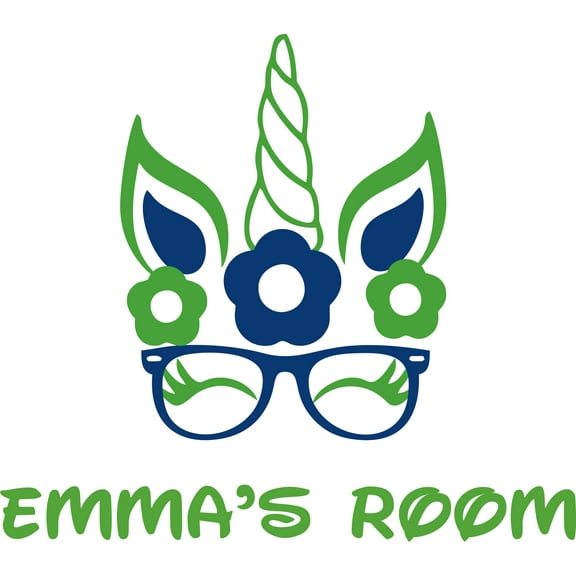 Geek Unicorn Eyeglass Flower Unicorns Customized Wall Decal - Custom Vinyl Wall Art - Personalized Name - Baby Girls Boys Kids Bedroom Wall Decal Room Decor Wall Stickers Decoration Size (30x30 inch)