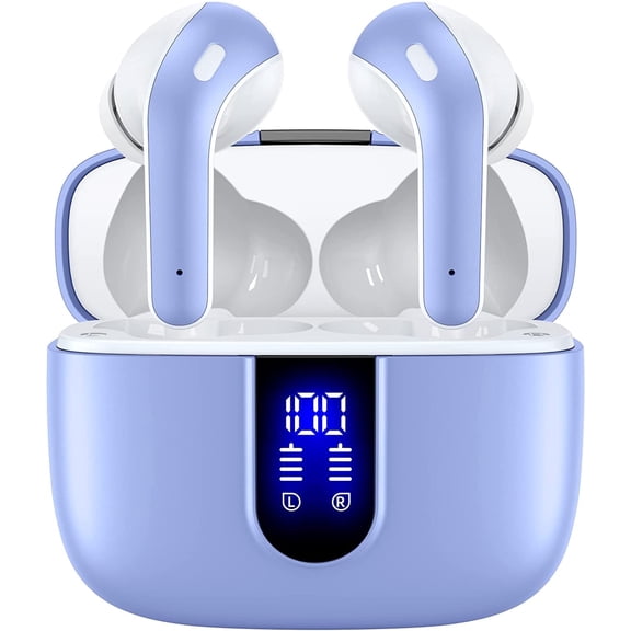 TAGRY Bluetooth Headphones True Wireless Earbuds 60H Playback LED Power Display Earphones with Wireless Charging Case IPX5 Waterproof in-Ear Ear buds with Mic for TV Smart Phone Laptop Computer