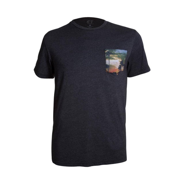 Gravity Threads T-Shirt à Col Rond pour Homme avec Poche Fabriqué aux É.-U., Charbon Tropical TG