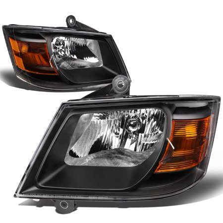Dodge Caravan Headlight Lamp - For 08-10 Dodge Grand Caravan Headlight Black Housing Amber Corner Headlamp 3.3L-4.0L 09 Left+Right
