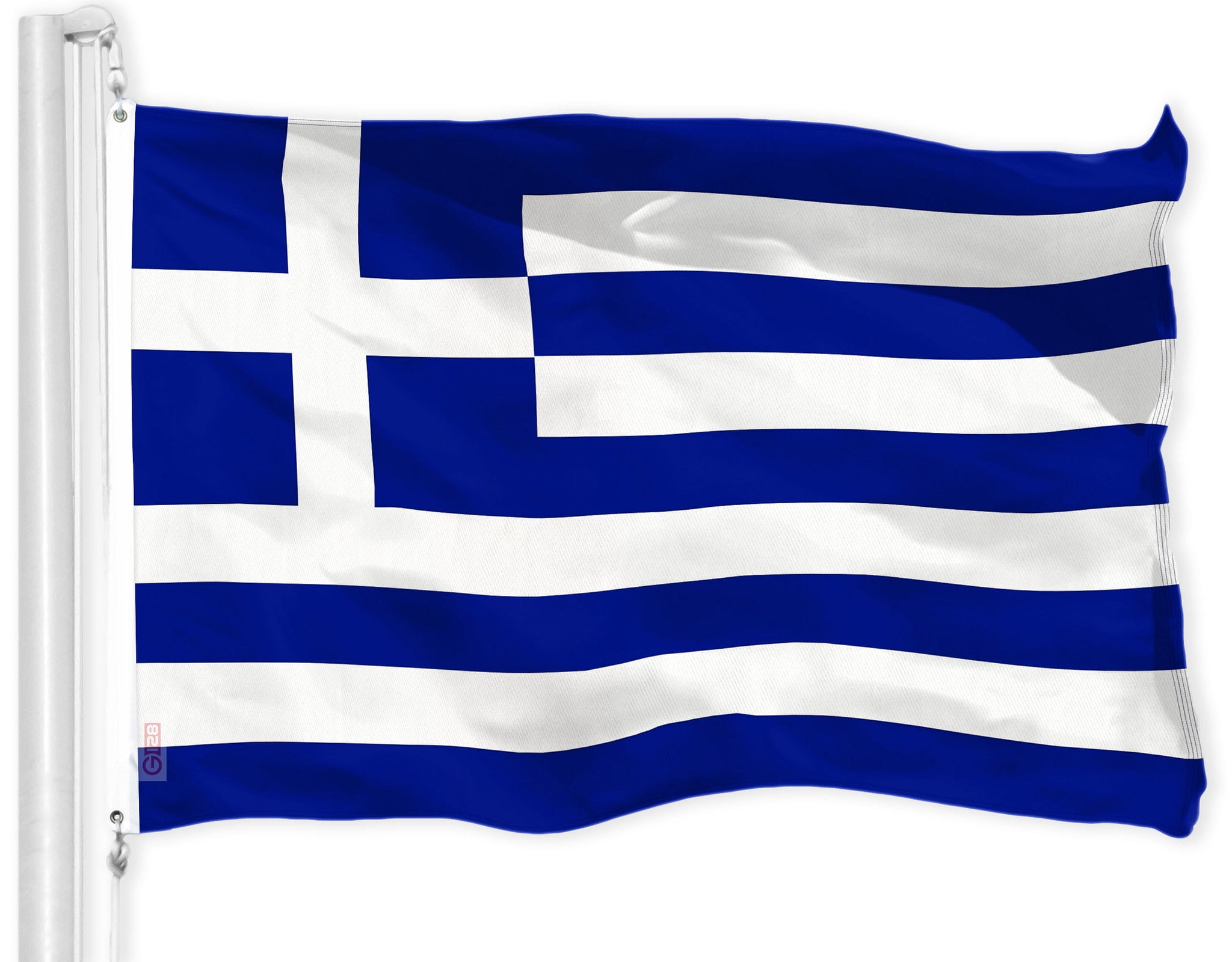 G128 Combo Flag Pack: USA American Flag 3x5 ft 150D Printed Stars & Greece Flag 3x5 ft 150D Printed