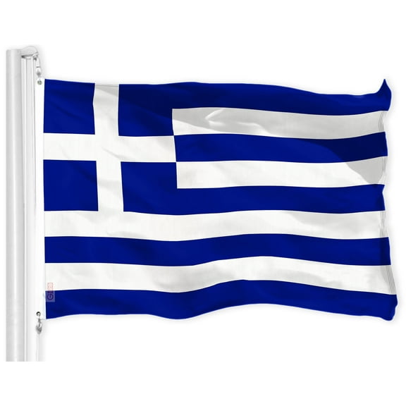 G128 Greece Greek Flag | 3x5 feet | Printed 150D – Indoor/Outdoor, Vibrant Colors, Brass Grommets, Quality Polyester, Much Thicker and More Durable than 100D 75D Polyester