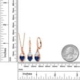 thumbnail image 2 of Gem Stone King 18K Rose Gold Plated Silver Blue Created Sapphire Pendant Earrings Set for Women (4.24 Cttw, Gemstone September Birthstone, with 18 inch Chain), 2 of 4