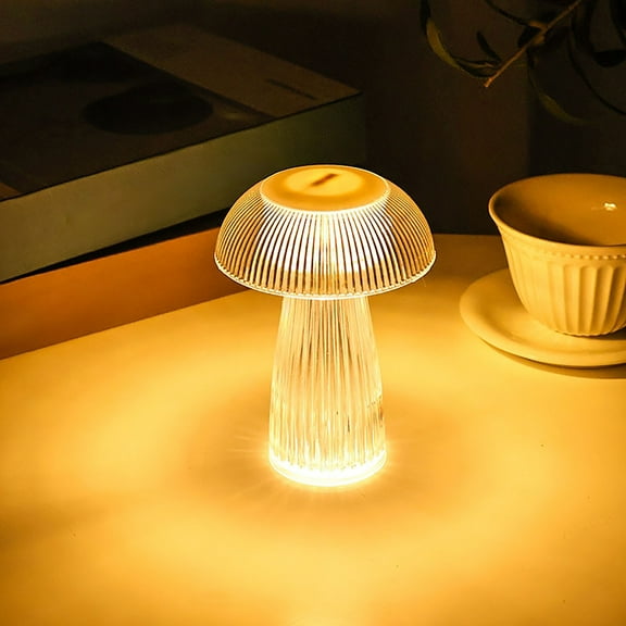 Djunllk Transparent Pillar Flameless Candles Exquisite LED Battery Operated Candles, Lightweight & Portable Fake Candle Thanksgiving Christmas Decorative Mushroom Shaped Night Lights