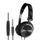 thumbnail image 1 of Auriculares estéreo con cable de 3,5 mm, ajustables, para juegos y llamadas, intraaurales. Negro con micrófono, 1 of 8