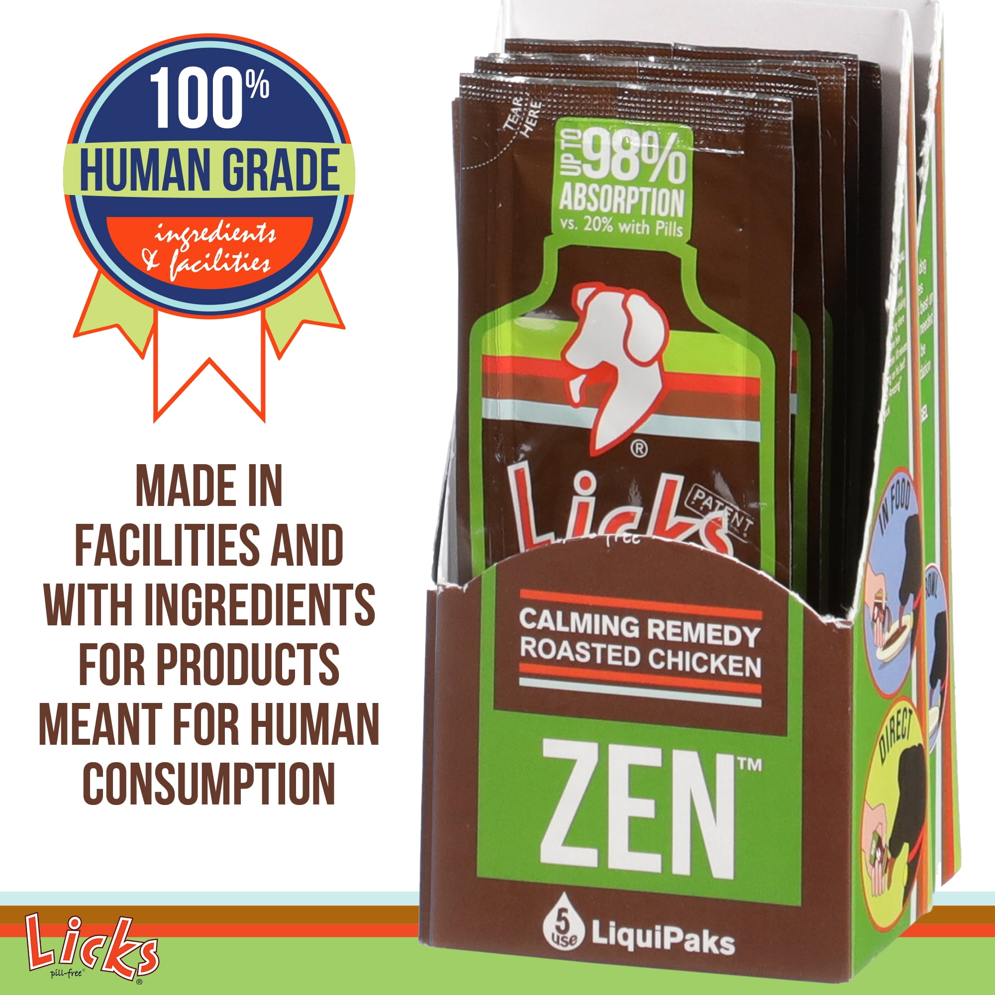 Licks Pill Free Zen Dog Calming Calming Aid Supplements for Aggressive Behavior and Nervousness Calming Dog Treats for Stress Relief Dog Health Gel Packets Braised Beef Flavor 15 Use Walmart