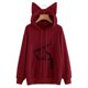 thumbnail image 1 of Minnieouse Loose Fit Cartoon Cat Print Mujer con capucha Print Mujer Camisa Manga larga Cuello Sudadera con capucha Prendas para la parte del cuerpo Vino rojo S Minnieouse FS9881-11, 1 of 6