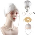 thumbnail image 1 of Peluca sintética con moño blanco corto con accesorios, 200 g, 1 of 1