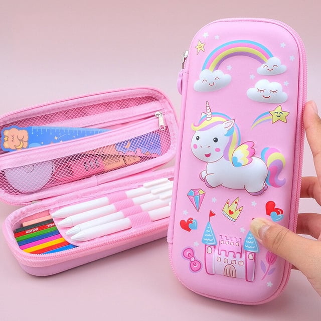 Estuche de lápices de unicornio Kawaii, Estuche de papelería para bolígrafos Trousse Scolaire 3D, Estuche de lápices para útiles escolares, lindo Estuche para lápices