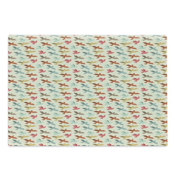 Bird Cutting Board, Colorful Interpretation of Flying Creatures Pattern Symbolizing Freedom, Decorative Tempered Glass Cutting and Serving Board, in 3 Sizes, by Ambesonne