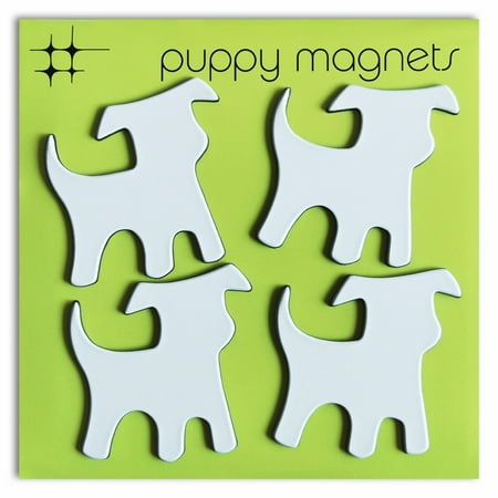 White Dog Puppy Magnets Set of 4 by Three By Three