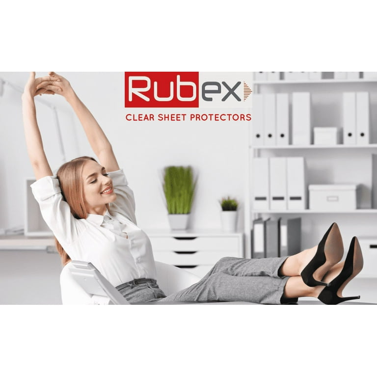Rubex 50 Sheet Protectors, Holds 8.5 x 11 inch Sheets, 9.25 x 11.25 inch Top Loading, Clear, Reinforced 11-Hole, Acid-free, Archival Safe for Document