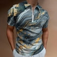 thumbnail image 2 of Marble Texture Men Zipper T-shirt Summer Casual Short Sleeve T-shirt Top, 2 of 7