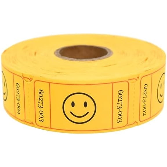 L LIKED 500 Raffle Tickets, Smile,Yellow(6 Color Selection), Single Roll, Ticket for Events, Entry, Class Reward, Raffle & Prizes