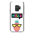 thumbnail image 1 of DistinctInk Clear Shockproof Hybrid Case for Samsung Galaxy S9 (5.8" Screen) - TPU Bumper, Acrylic Back, Tempered Glass Screen Protector - Summer Graphics - Hello Cartoon Pineapple, 1 of 5