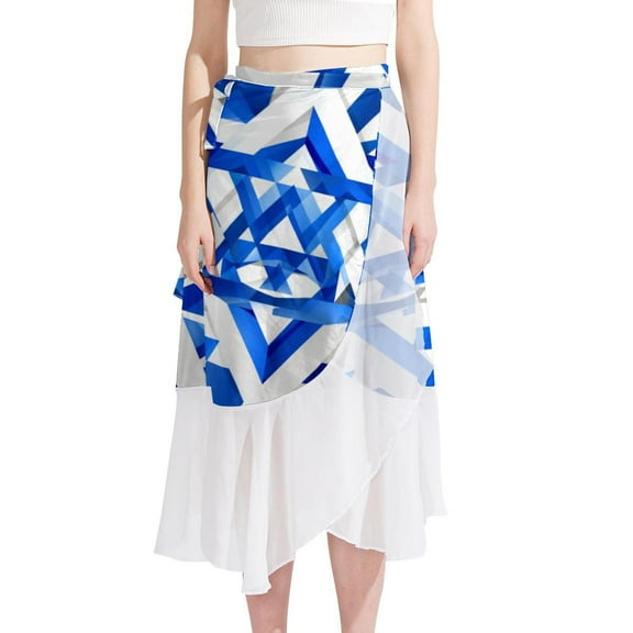 Flag of Israel Chiffon Beach Dresses with Polyester Straps - Women's Beach Skirt