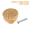thumbnail image 3 of Uxcell 6pcs Rattan Knobs Round Wooden Dresser Knobs with Screw Wood Color, 3 of 4