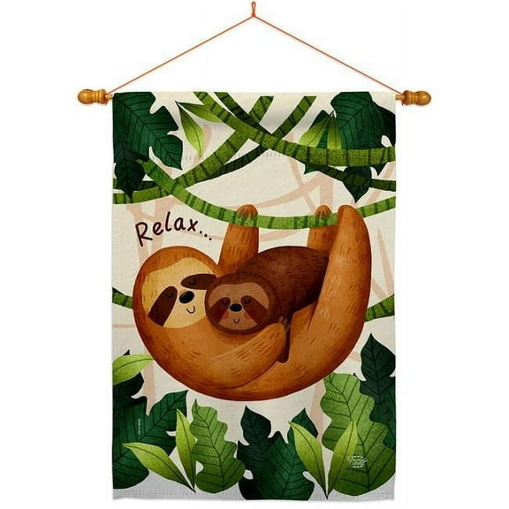 Ornament Collection HS190014-BO-03 28 x 40 in. Relaxing Sloths House Flag Set Animals Wildlife Double-Sided Decorative Vertical Flags & Decoration Banner Garden Yard Gift