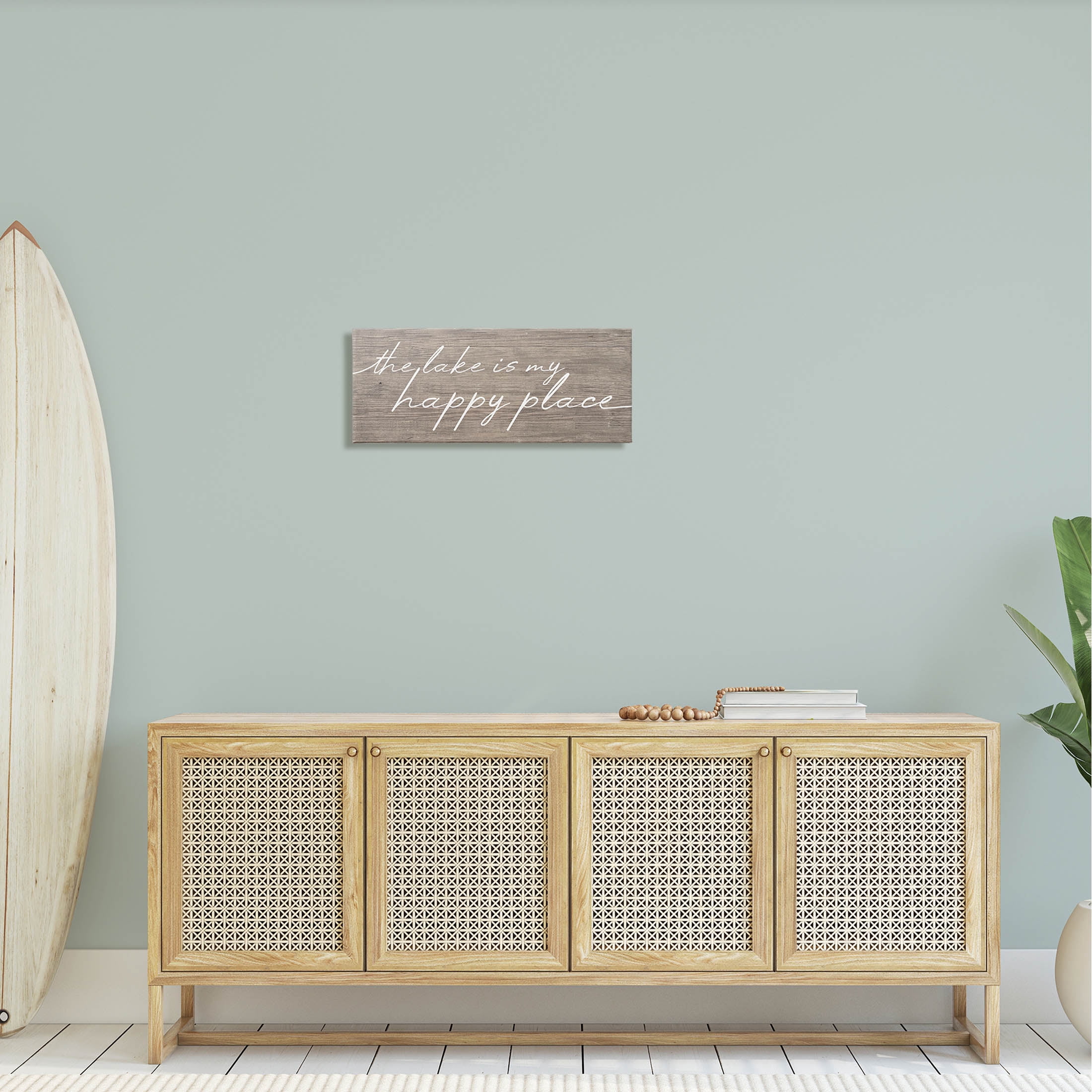 Lake Is Happy Place Phrase Inspirational Graphic Art Gallery Wrapped Canvas Print Wall Art