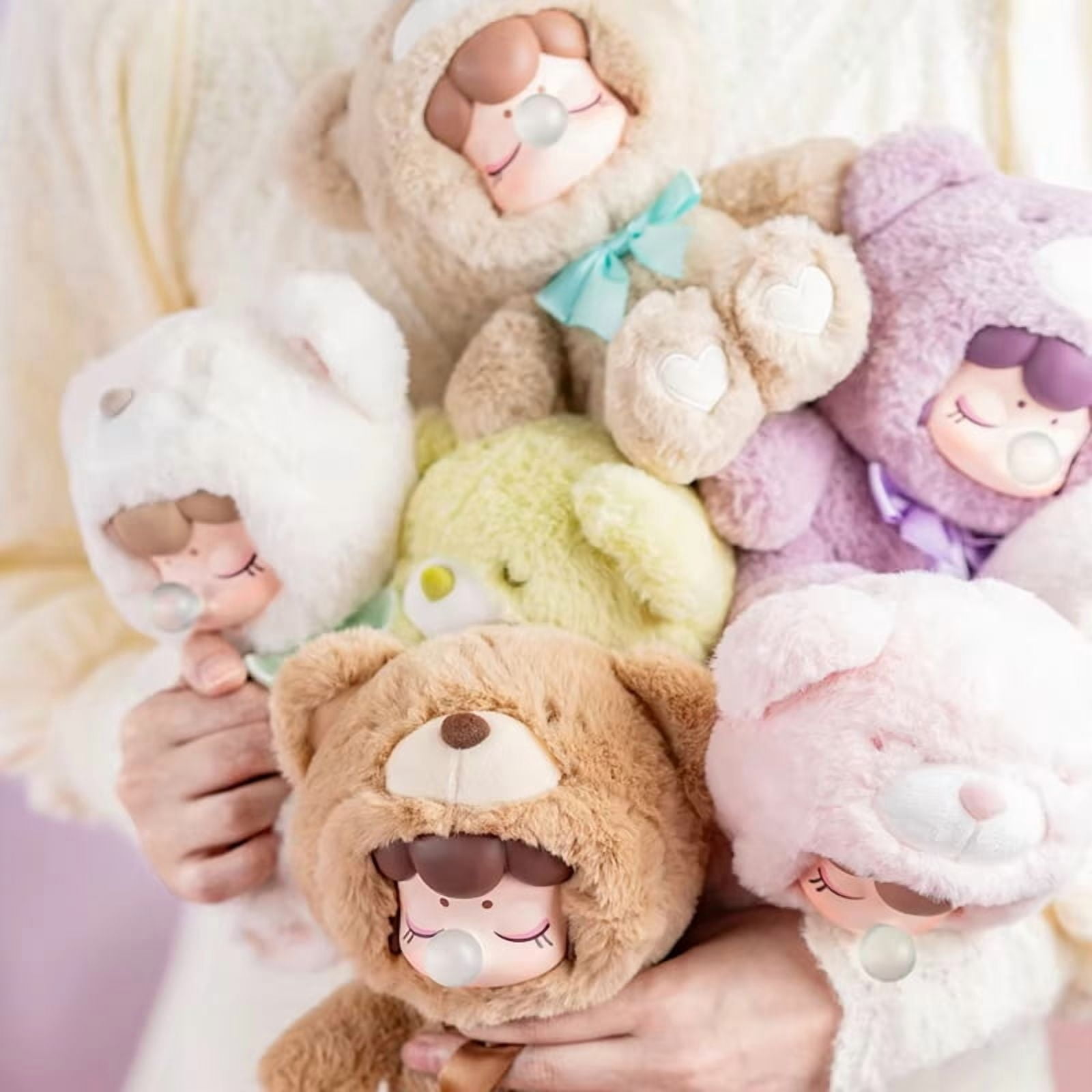 Rolife Nanci Chocolate Colorful Plush Bear 6Pcs Series Blind Box Handmade Decoration Surprise Box Children's Christmas Gifts