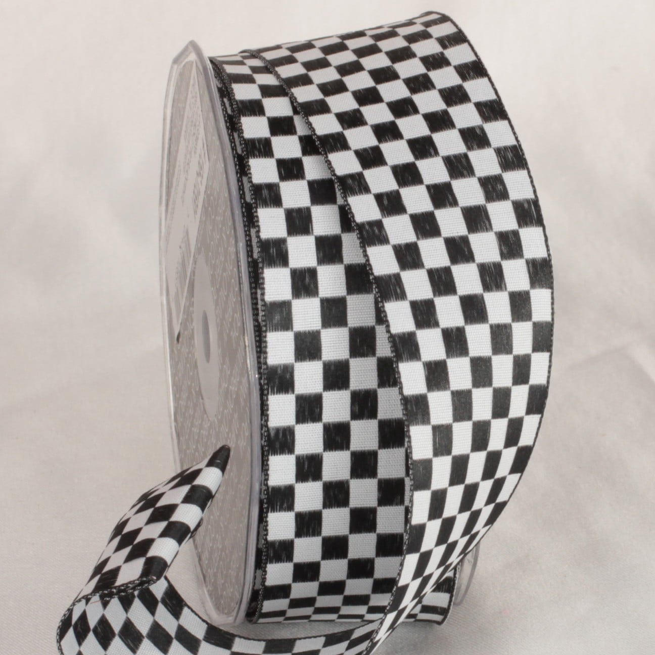 Black and White Checkered Wired Craft Ribbon 1.5" x 54 Yards Walmart