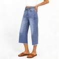 thumbnail image 7 of Women's High Waisted Jeans Pants Summer Casual Elastic Waist Stretchy Capri Pants with Pockets by Yigetop Light blue S, 7 of 7