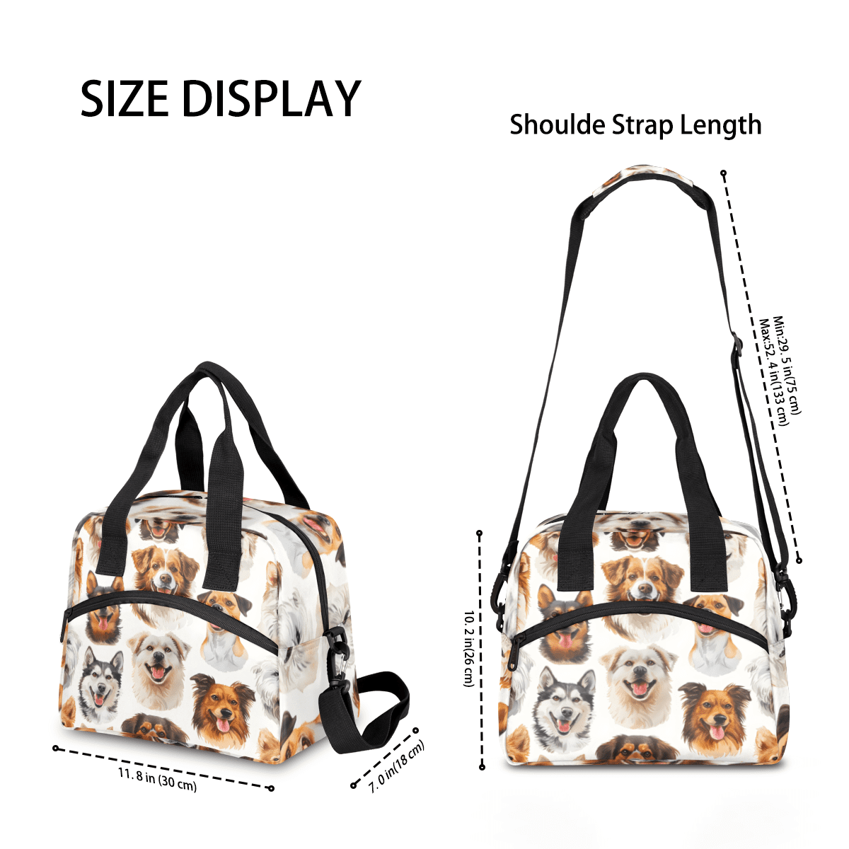 Herdesigns Cute Dogs Insulated Lunch Bag for Women Men Adults Large Reusable Lunch Box Puppy Pets Leakproof Cooler Tote Bags with Adjustable Shoulder Strap