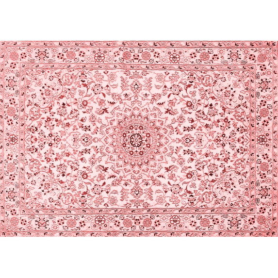 Ahgly Company Indoor Rectangle Medallion Red Traditional Area Rugs, 7' x 9'