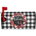 thumbnail image 2 of Valentines Mailbox Covers Magnetic Standard Size 18 X 21 Rustic Red Love Heart Wreath Black White Buffalo Plaid Holiday Mailbox Cover Mailbox Wrap Post Letter Box Cover Decor for Home Outdoor Garden, 2 of 5