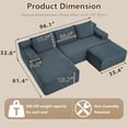 thumbnail image 2 of ODUWA 96" U-Shaped Modular Sectional Sofa with Ottoman,No Assembly Required,Deep Seat Corduroy Cloud Couch for Living Room & Bedroom,Dark Gray, 2 of 9