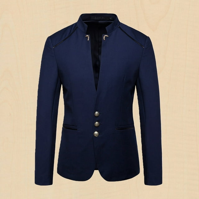 WREESH Men's Autumn Fashion Casual Suit Button Decorative Suit Coat