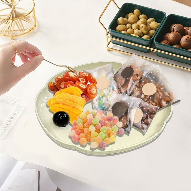 Candy Display Plate 7-Inch Round Plastic Snack Dish for Treats & Fruits