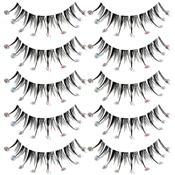LOLIPPYY 5 Pairs Black False Eyelash Extensions with Lashes for Makeup, Stage, and Special Performance
