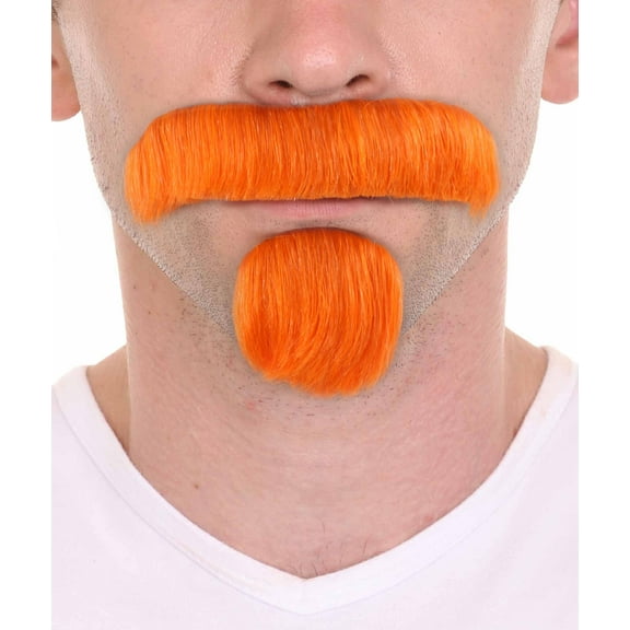 HPO Adult Men’s Orange Fake Mustache – Synthetic Fiber Facial Hair for Cosplay & Halloween Outfits