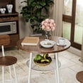 thumbnail image 4 of PAPROOS Bar Table Set for 2, Wood Tabletop and Chairs with Back, Small Dining Table for Kitchen Breakfast Nook Living Room Dinette,Brown+White, 4 of 7