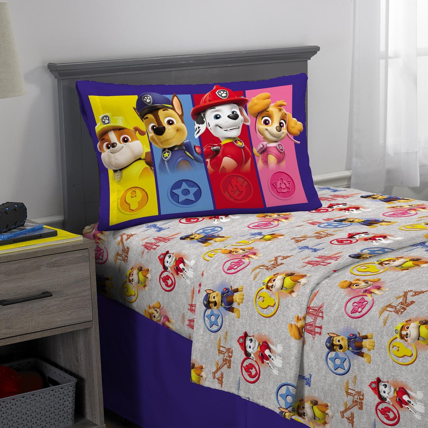 Ensemble de draps pour lit 1 place de La Pat' Patrouille Paw Patrol ensemble de draps pour lit - Single