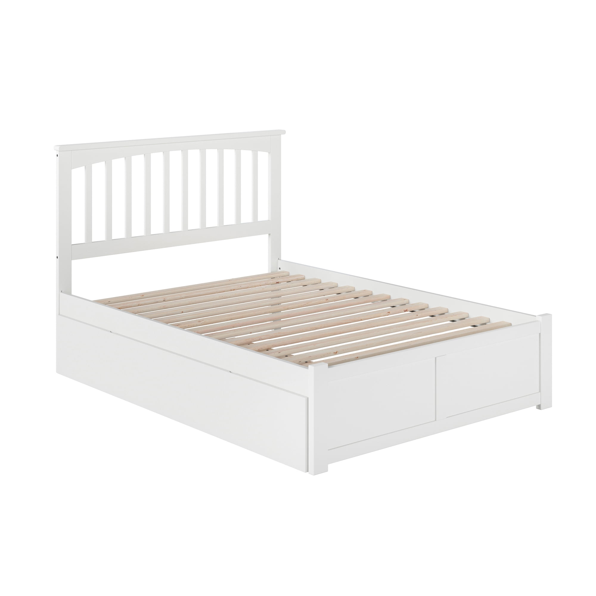 AFI Mission King Wood Platform Bed with Footboard and Twin XL Trundle, White