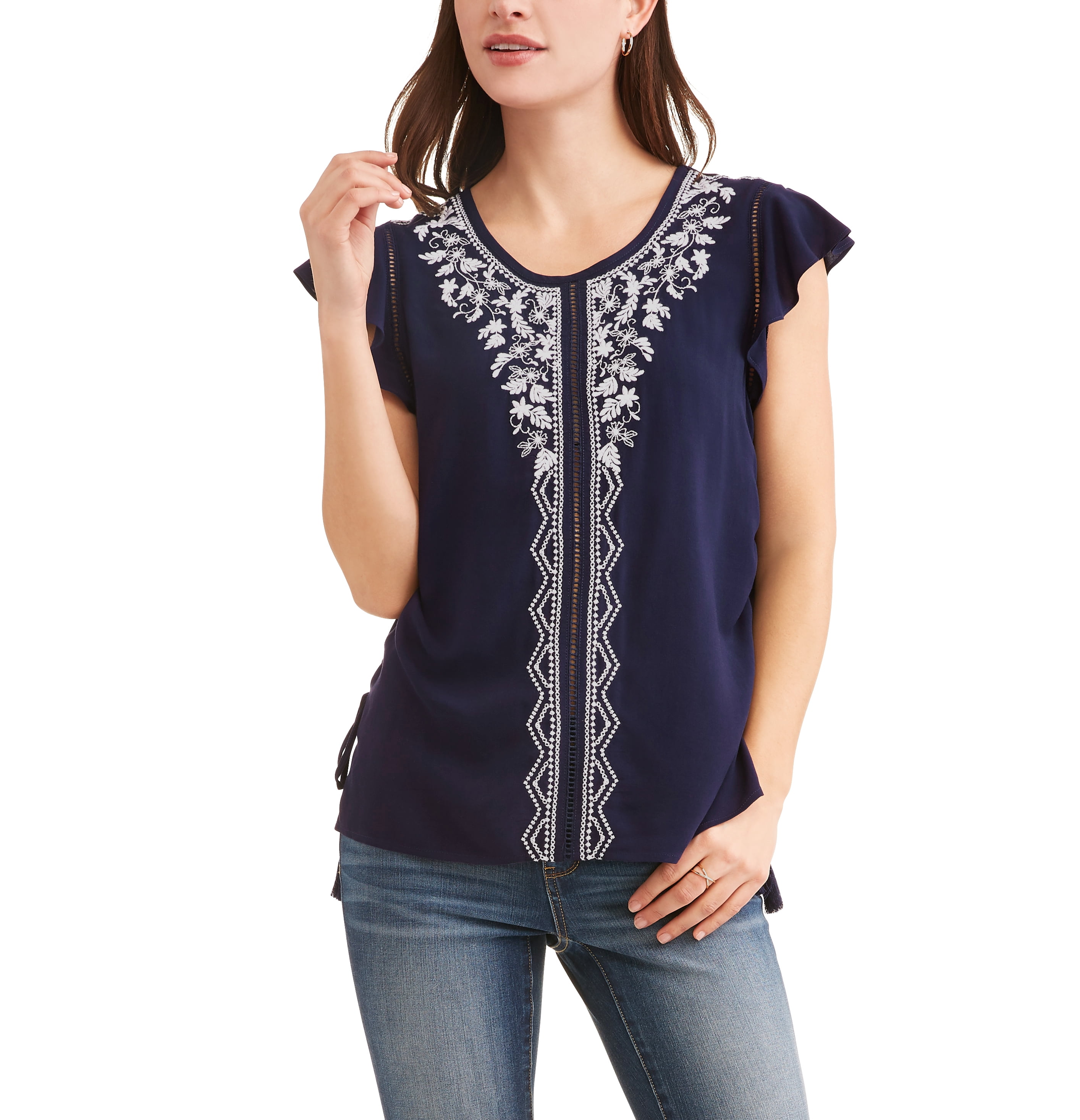 Women's Flutter Sleeve Top - Walmart.com