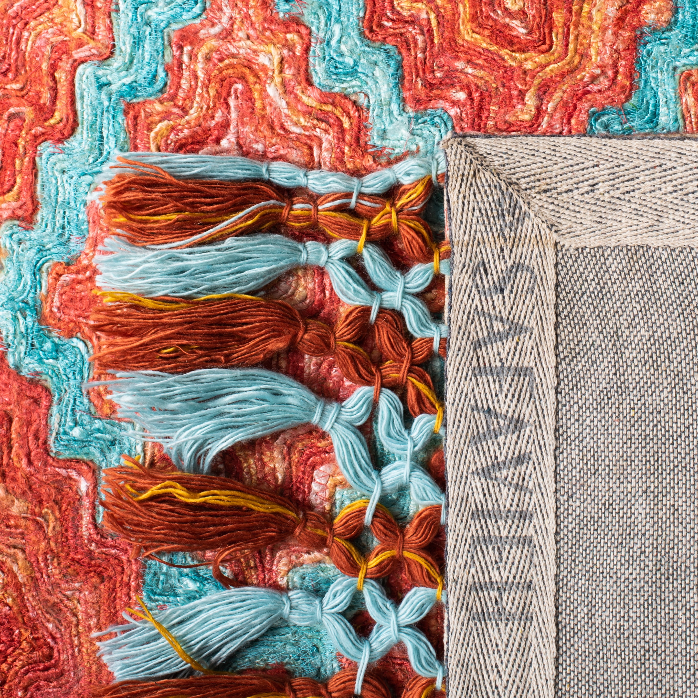 SAFAVIEH Sahara Jeptha Geometric Trellis Area Rug, Rust/Aqua, 4' x 6'