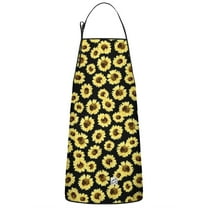Black Sunflower Pattern Apron-Garden Aprons for Women with Pockets-Cotton Linen Waterproof Kitchen Cooking Gardening Aprons Adjustable for Kitchen,Cooking,BBQ and Salon 33x27 Inch