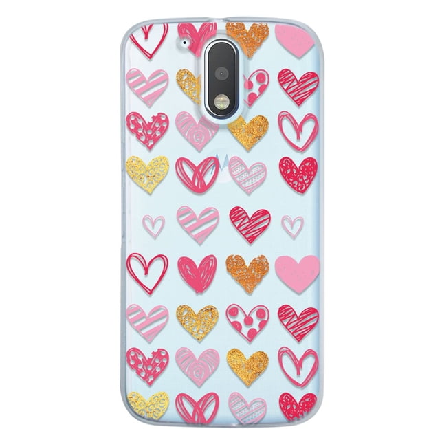 Funda Para Moto G4 Plus Corazones, Uso Rudo, InstaCase Protector para Moto G4 Plus Antigolpes, Case Corazones
