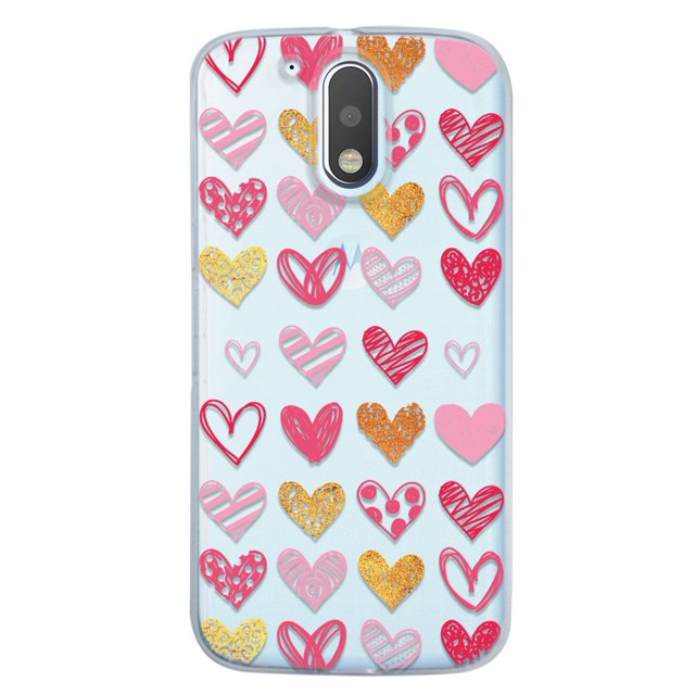 Funda Para Moto G4 Plus Corazones, Uso Rudo, InstaCase Protector para Moto G4 Plus Antigolpes, Case Corazones